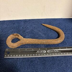 Antique Large 9” Hand Forged Iron Meat Hay Hook Farm Barn Metal Weighs 2 Pounds